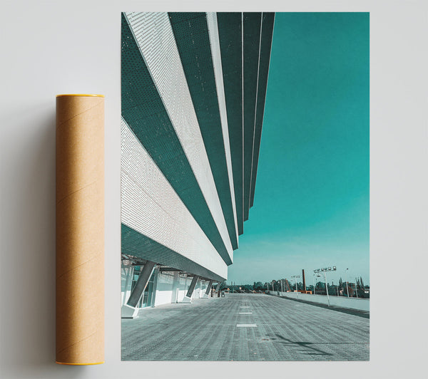 Teal Striped Facade Poster