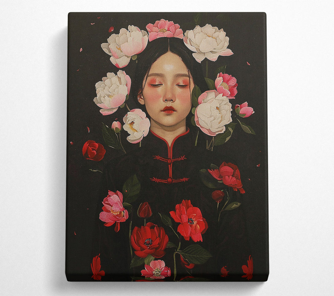  A Canvas Print of Crimson Bloom Embrace Canvas Wall Art