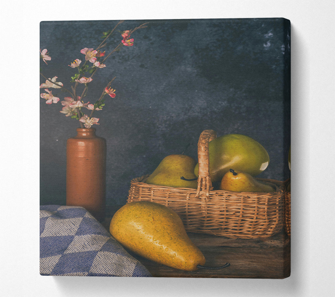  A Canvas Print of Golden Pears In Basket Canvas Print