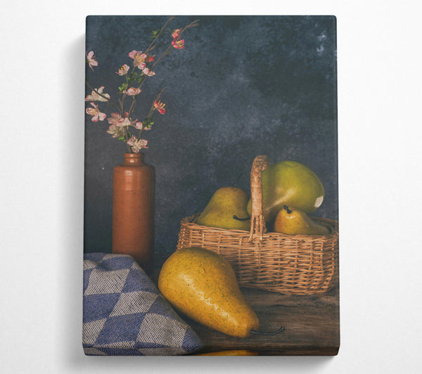  A Canvas Print of Golden Pears In Basket Canvas Print