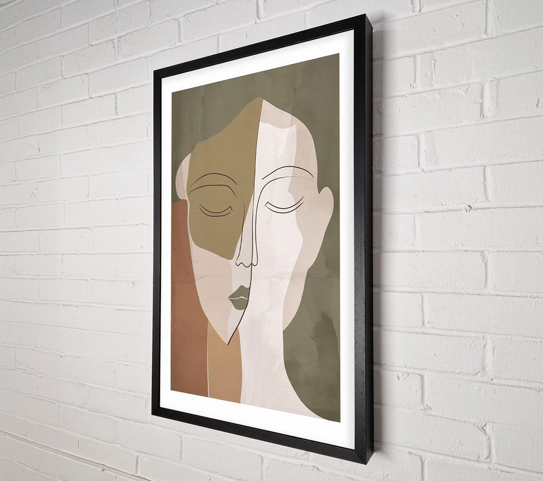  A Canvas Print of Olive Abstract Face Canvas Print