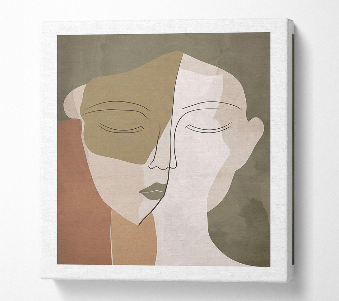  A Canvas Print of Olive Abstract Face Canvas Print