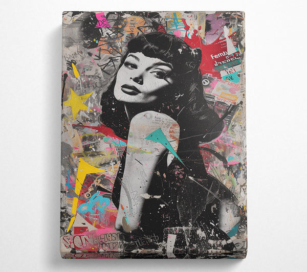  A Canvas Print of Betty Paige Graffiti Canvas Art