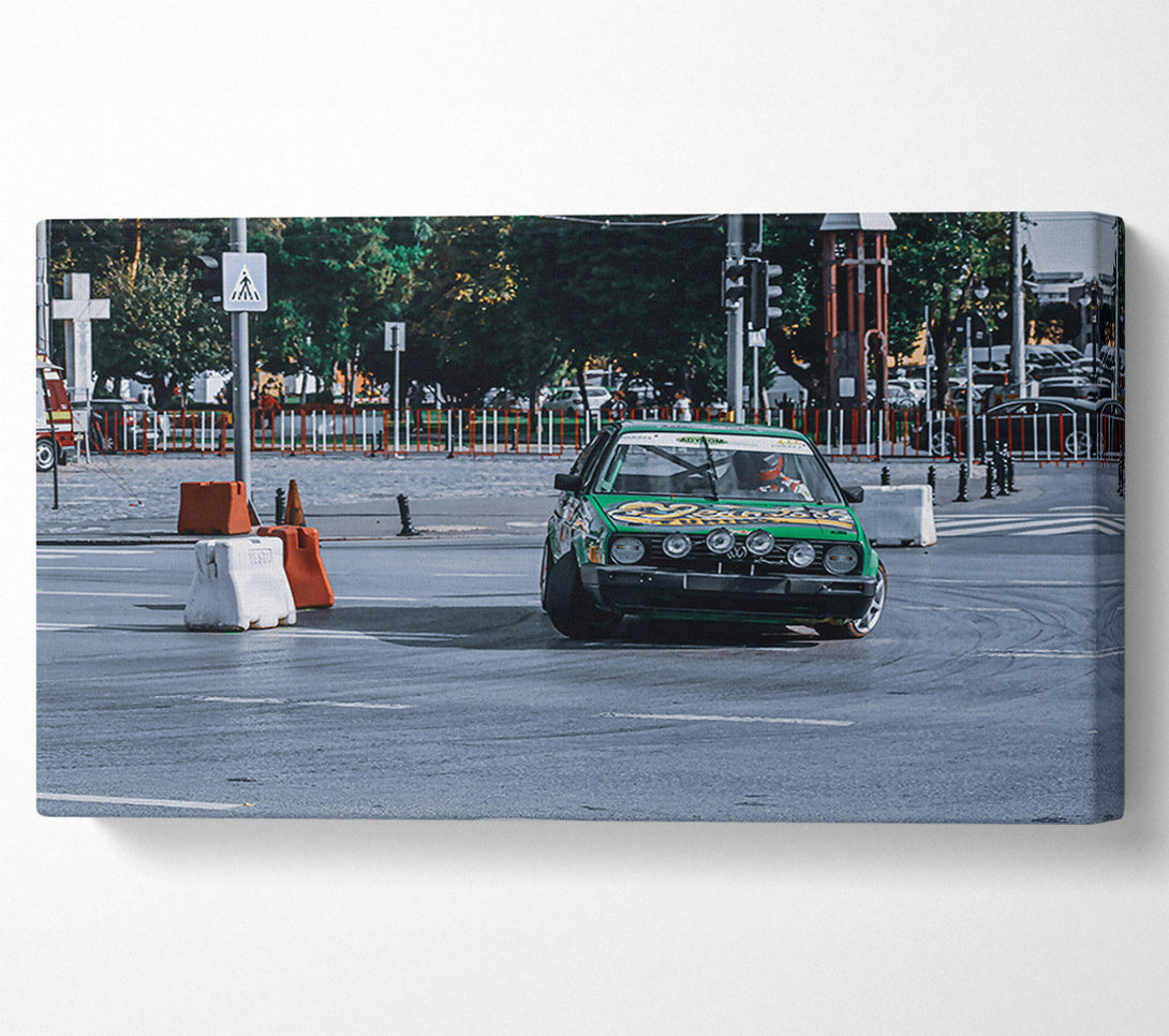  A Canvas Print of Green Drifting Machine Canvas Wall Art