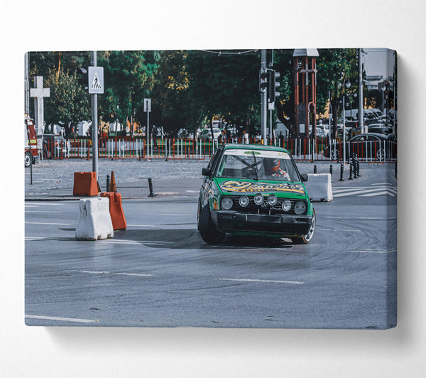  A Canvas Print of Green Drifting Machine Canvas Wall Art
