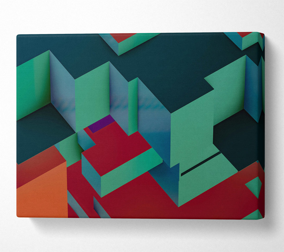  A Canvas Print of Teal Geometric Abstract Canvas Art