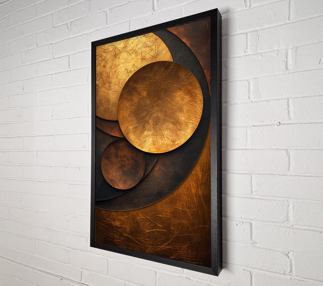  A Canvas Print of Golden Scratched Circles Canvas Print