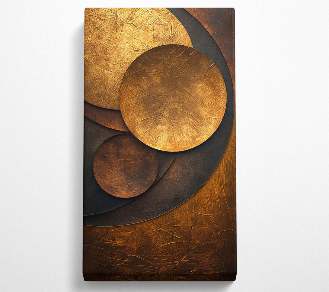  A Canvas Print of Golden Scratched Circles Canvas Print