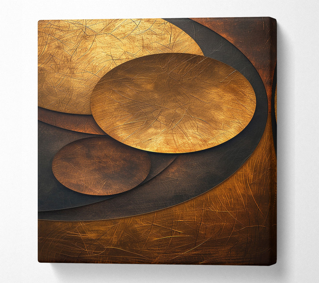  A Canvas Print of Golden Scratched Circles Canvas Print
