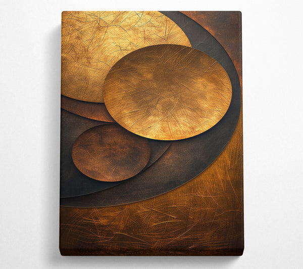  A Canvas Print of Golden Scratched Circles Canvas Print