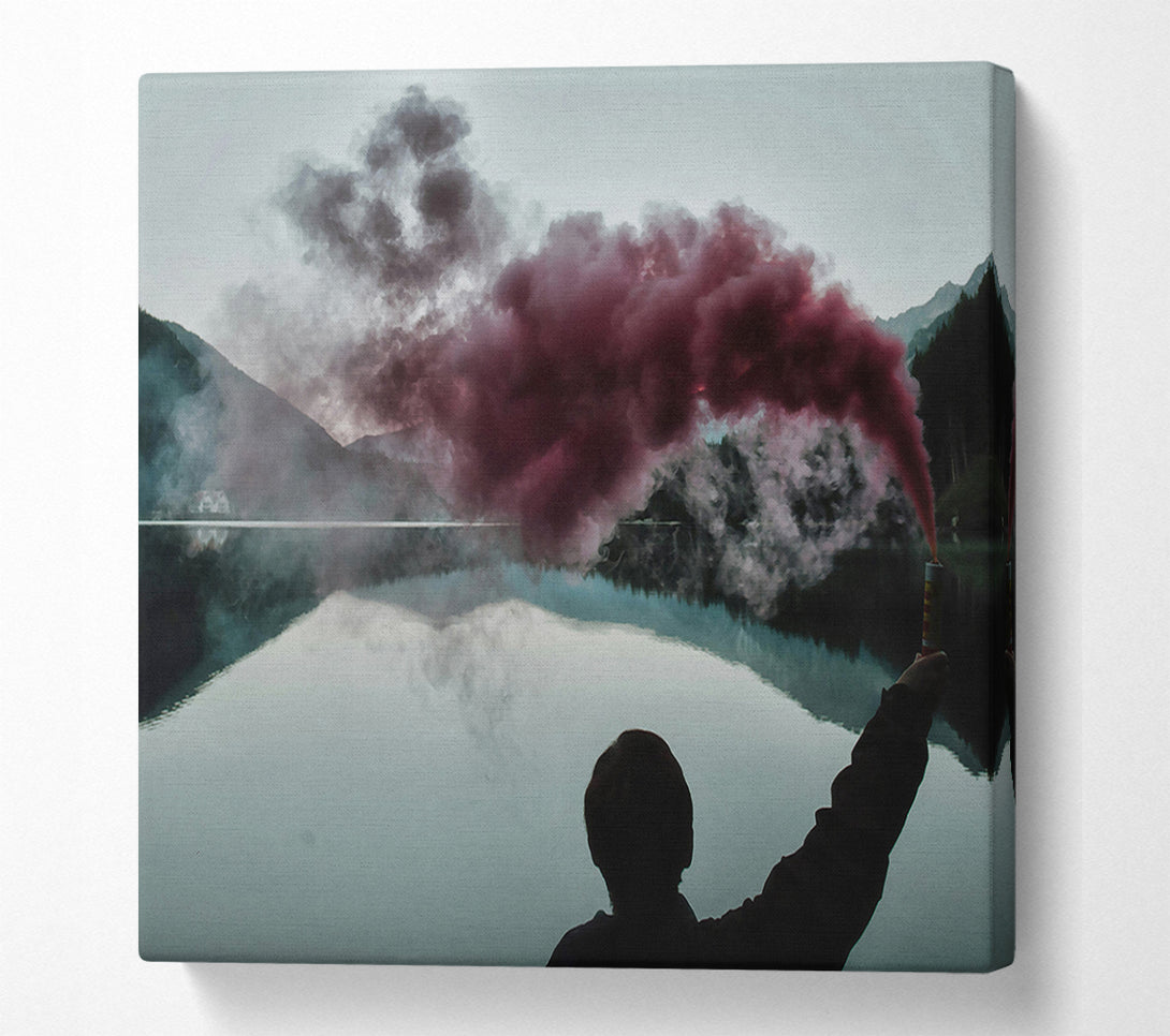  A Canvas Print of Crimson Smoke Reflection Canvas Wall Art