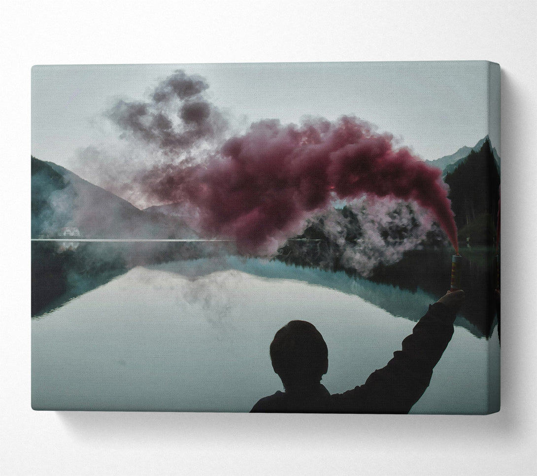  A Canvas Print of Crimson Smoke Reflection Canvas Wall Art