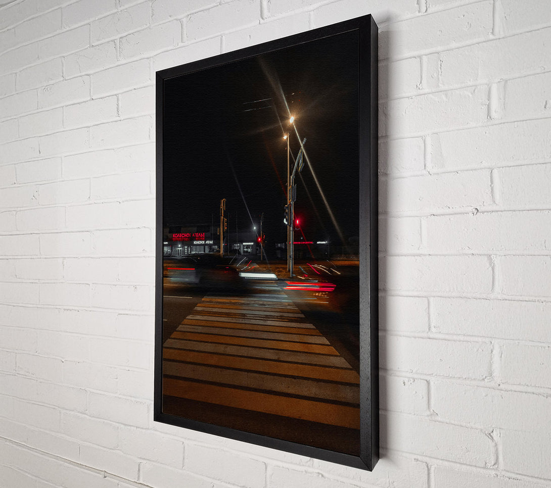  A Canvas Print of Nighttime Crosswalk Glow Canvas Wall Art