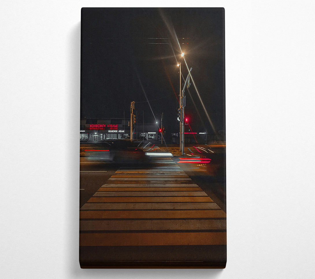  A Canvas Print of Nighttime Crosswalk Glow Canvas Wall Art