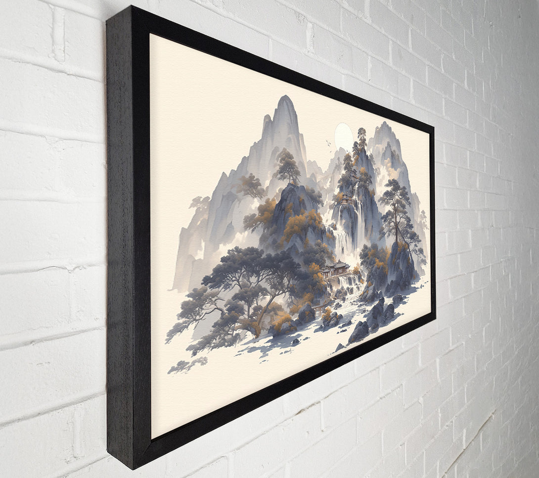  A Canvas Print of Grey Stone Waterfall Canvas Art