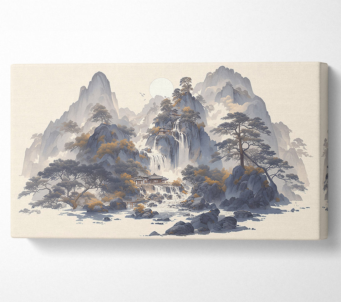  A Canvas Print of Grey Stone Waterfall Canvas Art