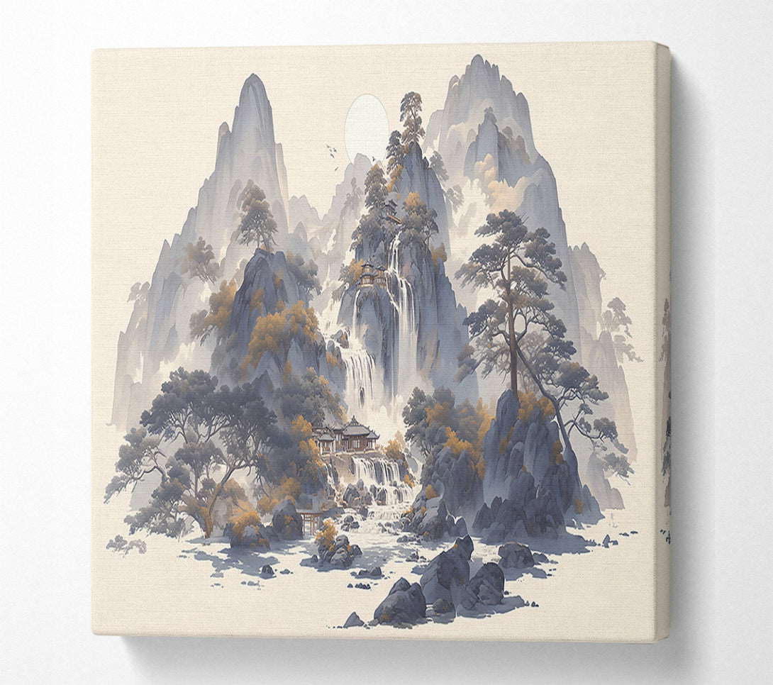  A Canvas Print of Grey Stone Waterfall Canvas Art