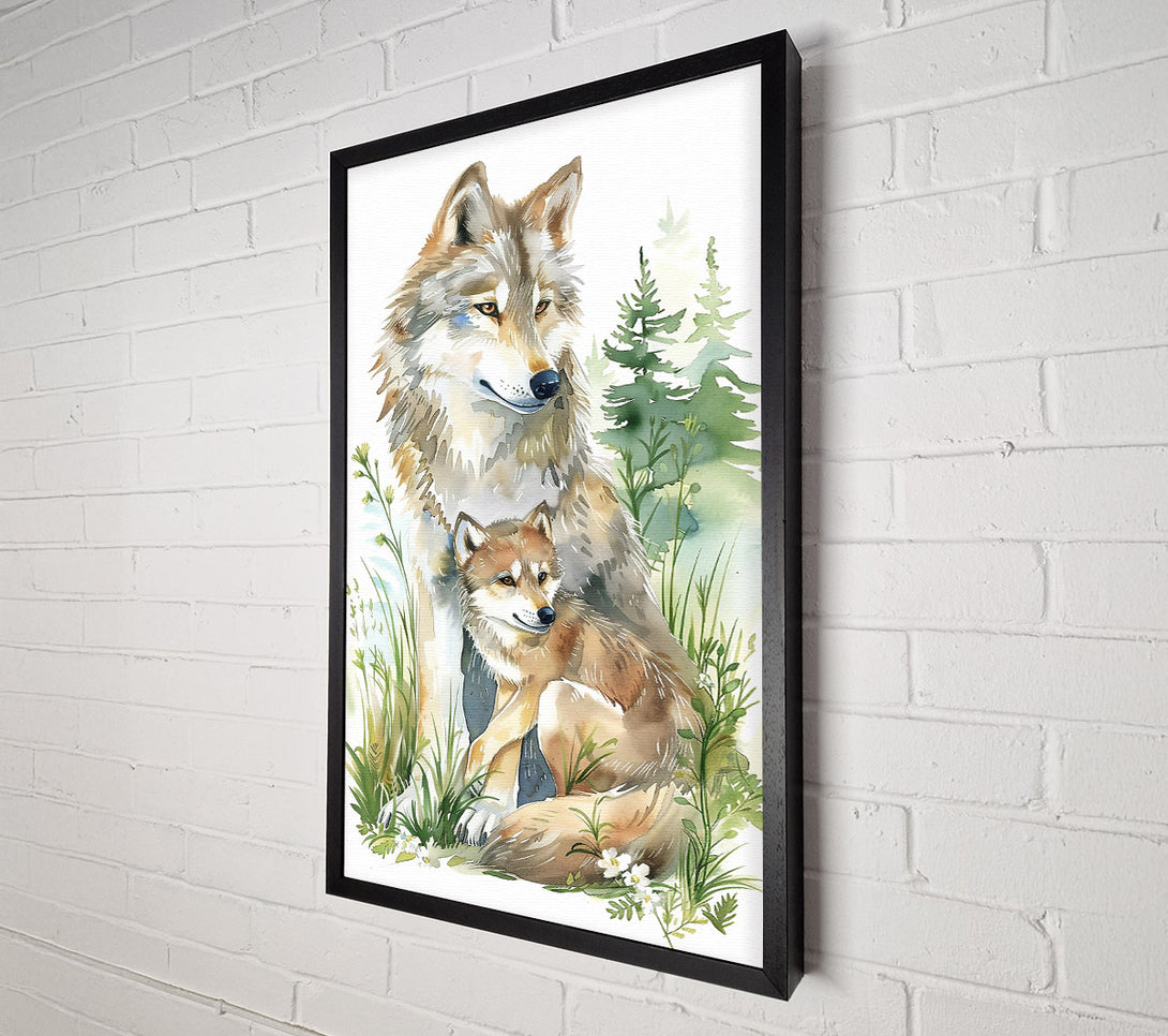  A Canvas Print of Golden Wolf Family Canvas Wall Art