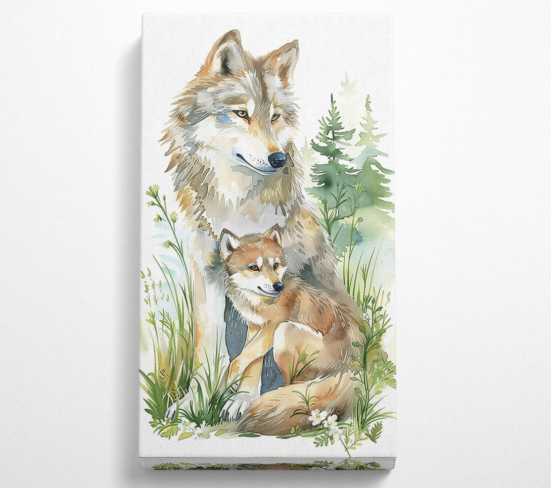  A Canvas Print of Golden Wolf Family Canvas Wall Art