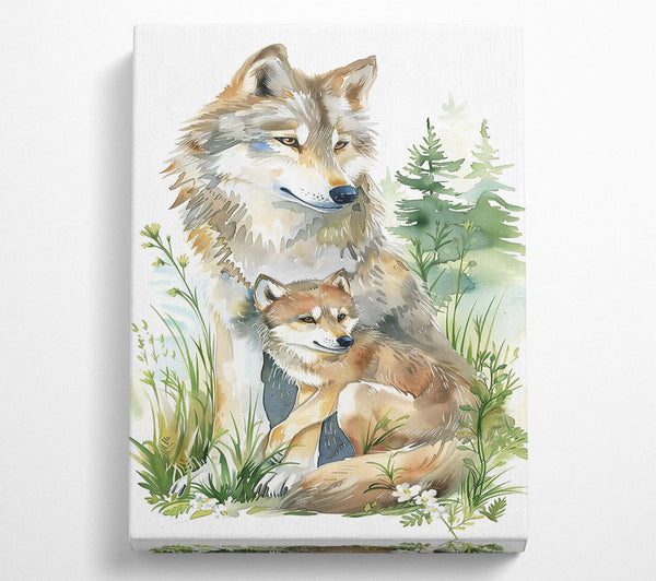  A Canvas Print of Golden Wolf Family Canvas Wall Art