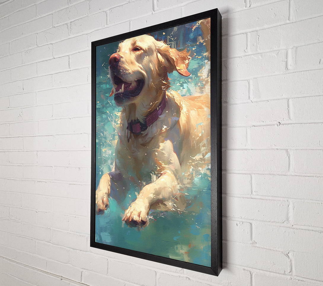  A Canvas Print of Aqua Canine Joy Canvas Print