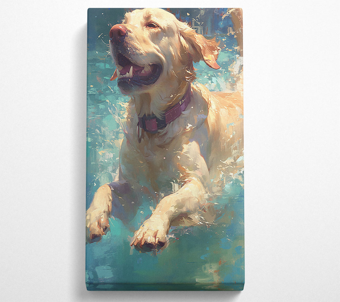  A Canvas Print of Aqua Canine Joy Canvas Print