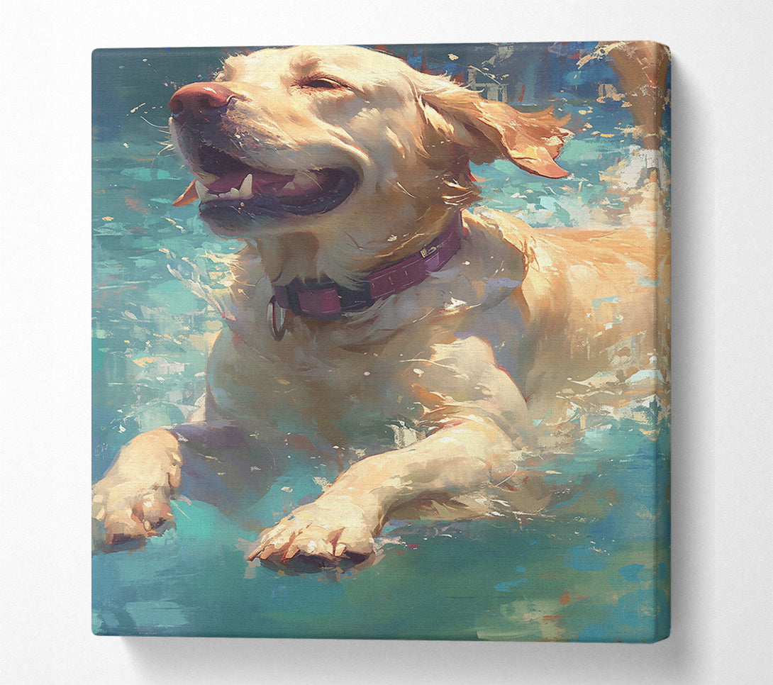  A Canvas Print of Aqua Canine Joy Canvas Print