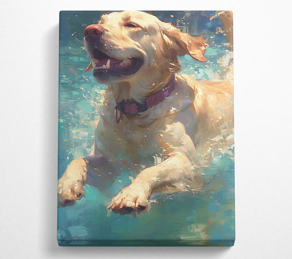  A Canvas Print of Aqua Canine Joy Canvas Print