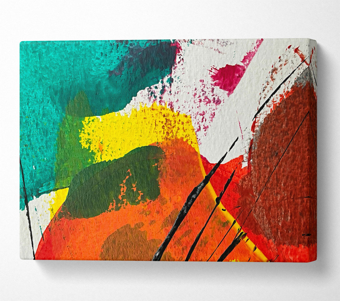  A Canvas Print of Orange Abstract Strokes Canvas Wall Art