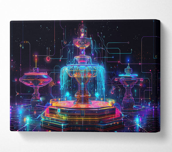  A Canvas Print of Neon Digital Fountain Canvas Wall Art
