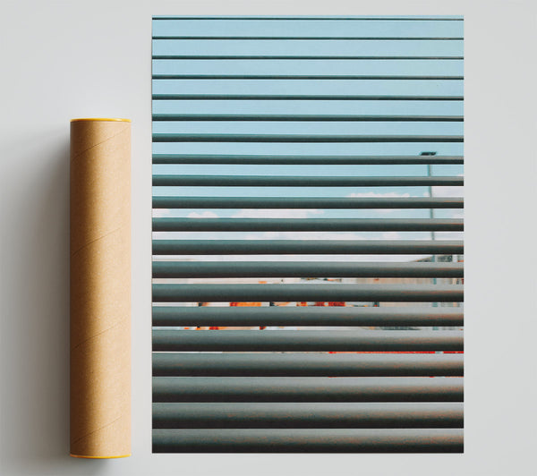 Grey Sky Through Blinds Poster