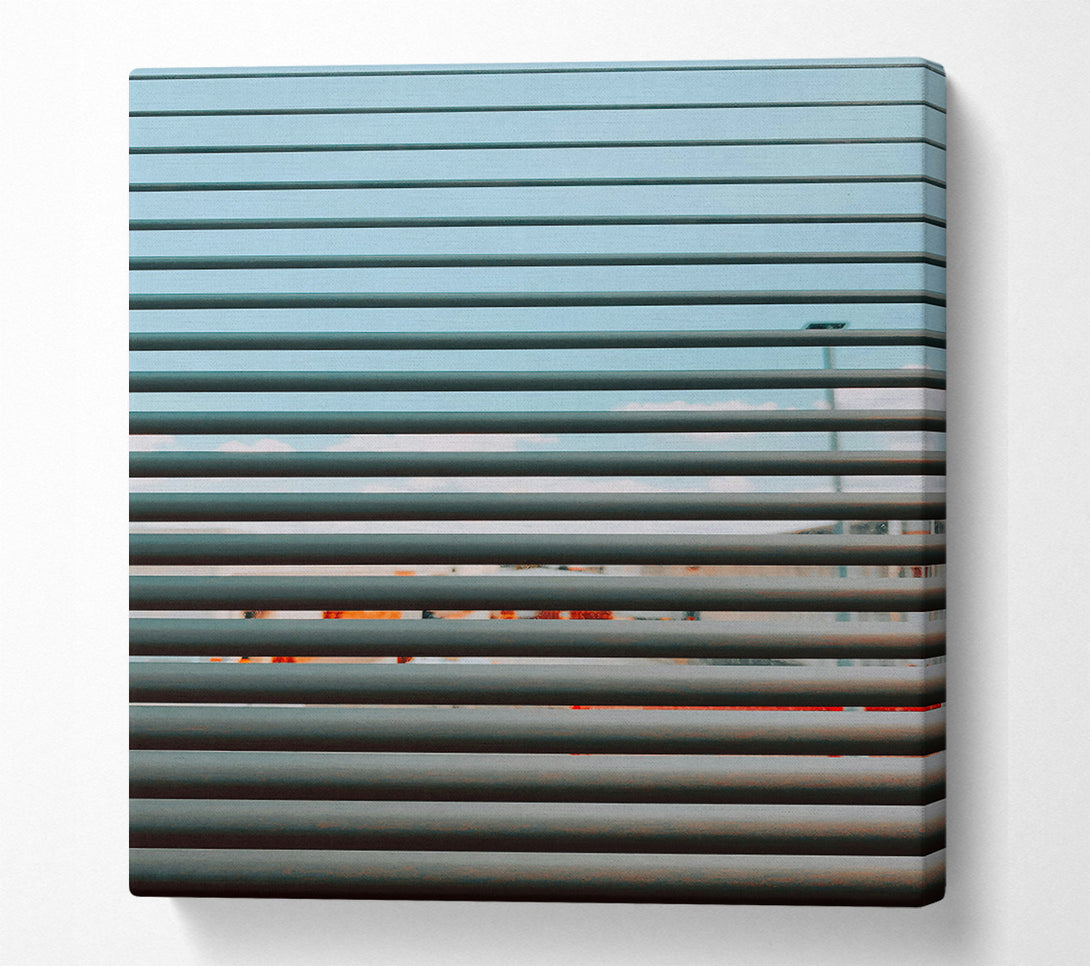 A Canvas Print of Grey Sky Through Blinds Canvas Print