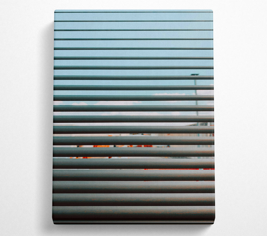  A Canvas Print of Grey Sky Through Blinds Canvas Print