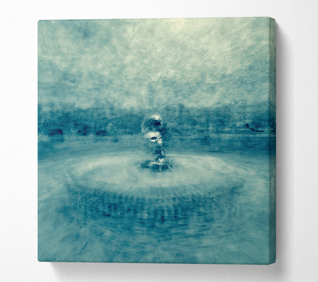 A Canvas Print of Azure Fountain Reflection Canvas Art