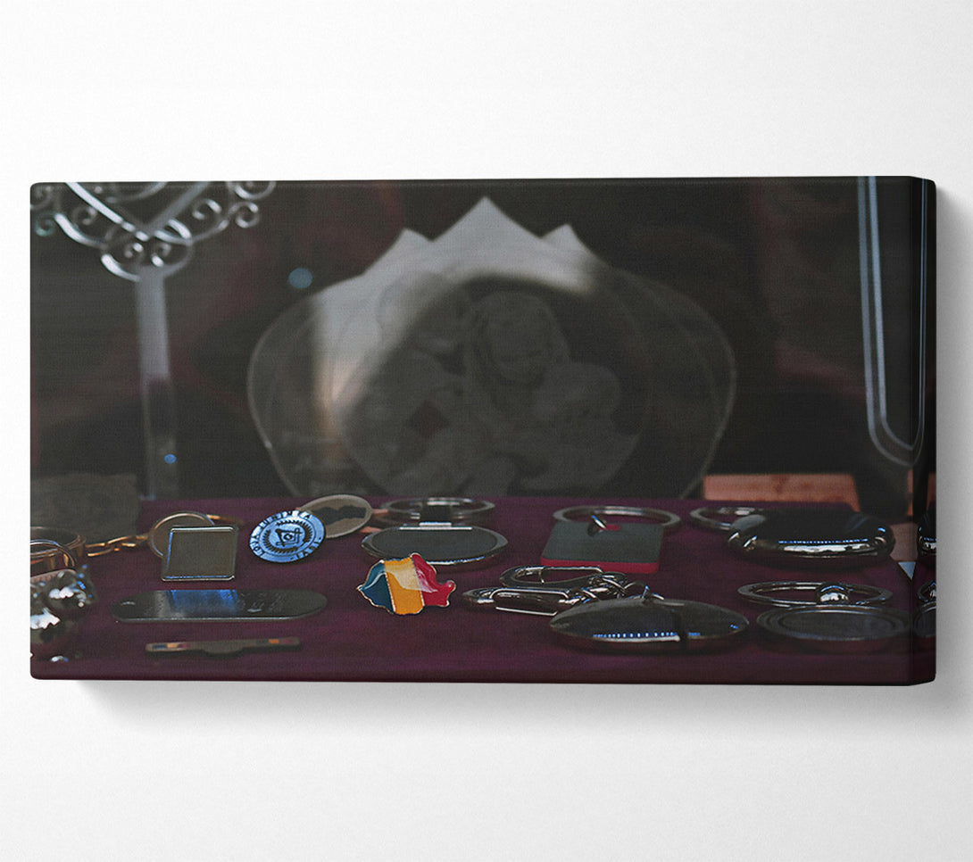  A Canvas Print of Silver Keychains And Romania Canvas Wall Art