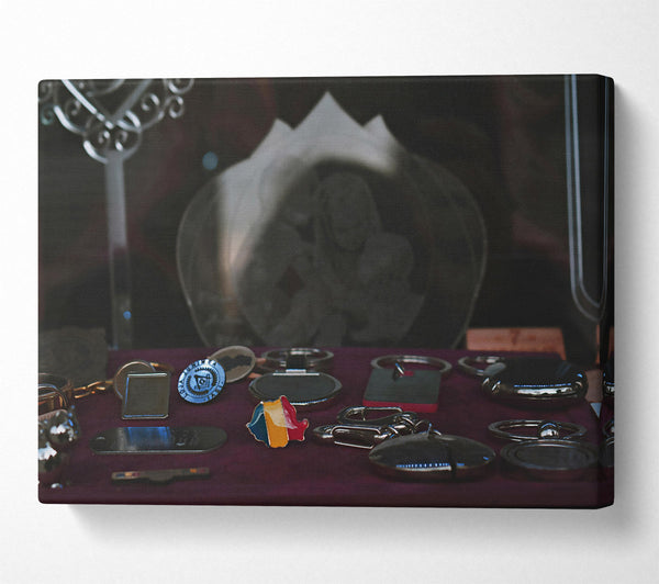  A Canvas Print of Silver Keychains And Romania Canvas Wall Art