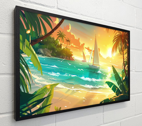 Golden Sunset Sailboats