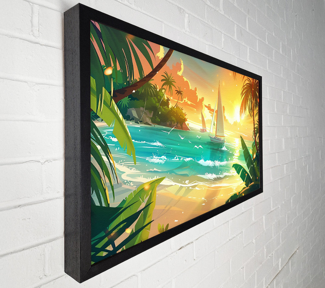  A Canvas Print of Golden Sunset Sailboats Canvas Art
