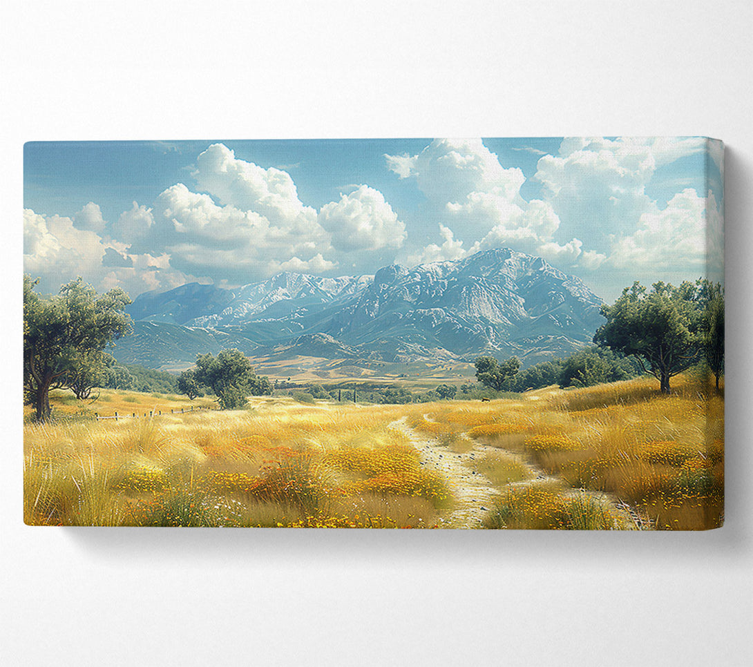  A Canvas Print of Golden Path To Blue Peaks Canvas Art