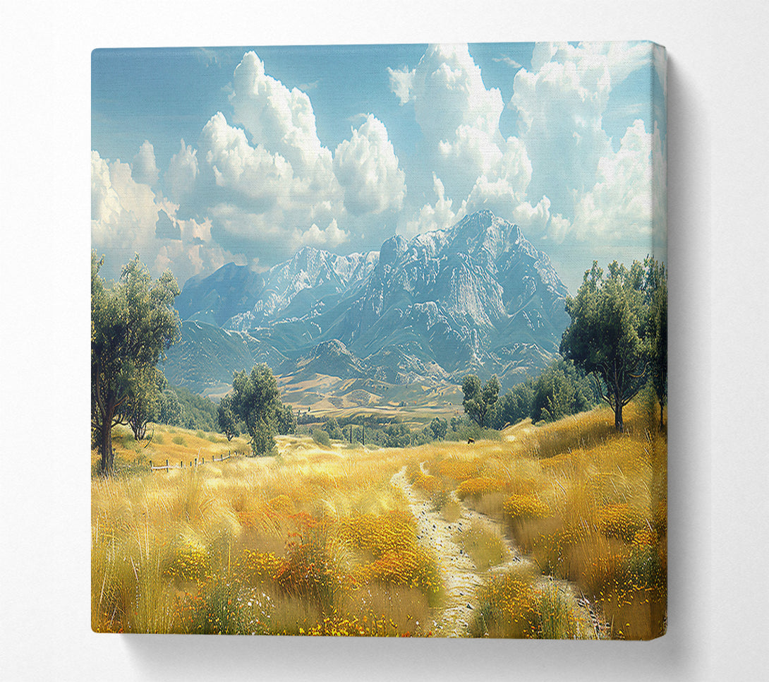  A Canvas Print of Golden Path To Blue Peaks Canvas Art