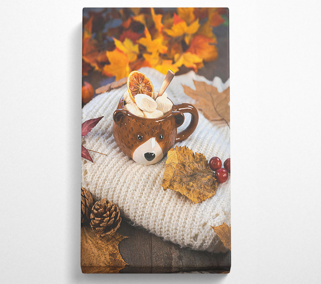  A Canvas Print of Brown Bear'S Autumn Treat Canvas Print