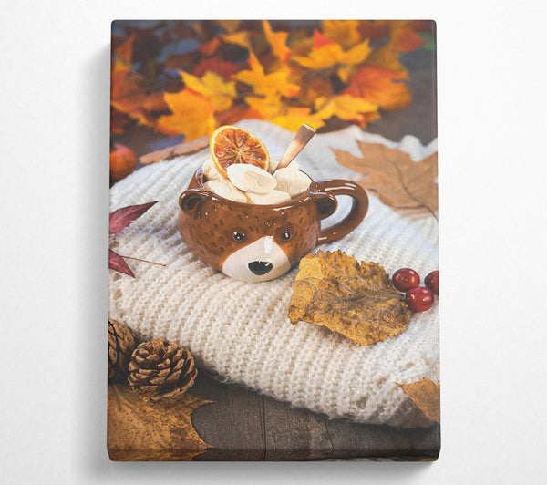  A Canvas Print of Brown Bear'S Autumn Treat Canvas Print