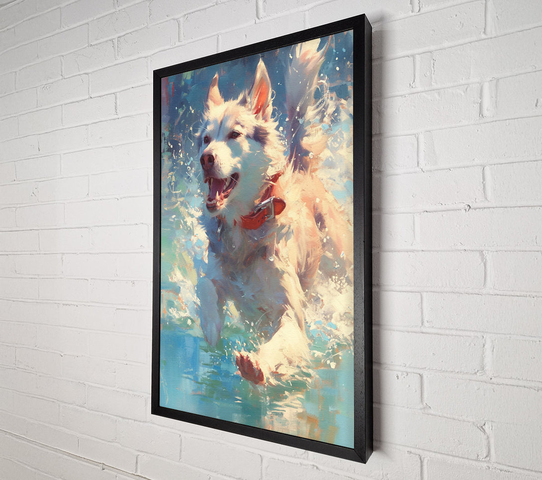  A Canvas Print of White Dog'S Splash Canvas Art