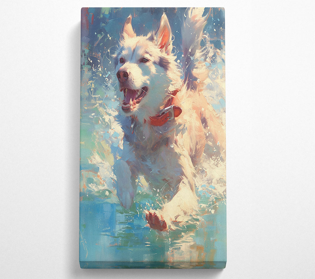  A Canvas Print of White Dog'S Splash Canvas Art
