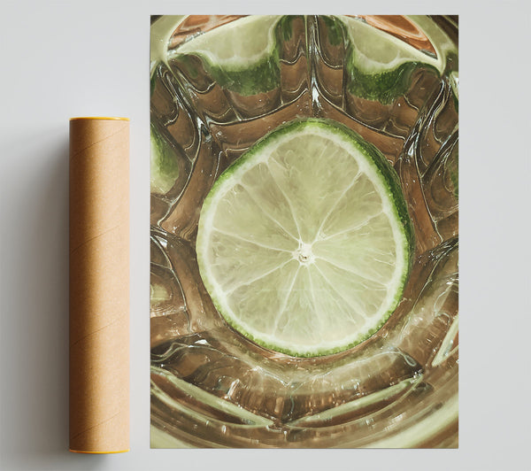 Green Lime Slice Glass Giclee Print