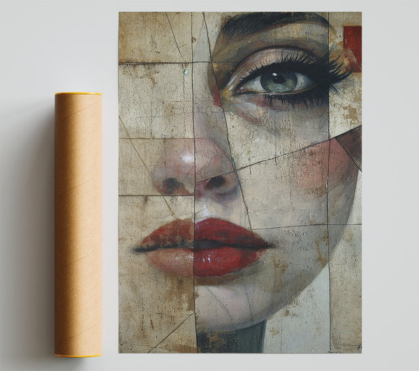 Crimson Cracked Gaze Giclee Print