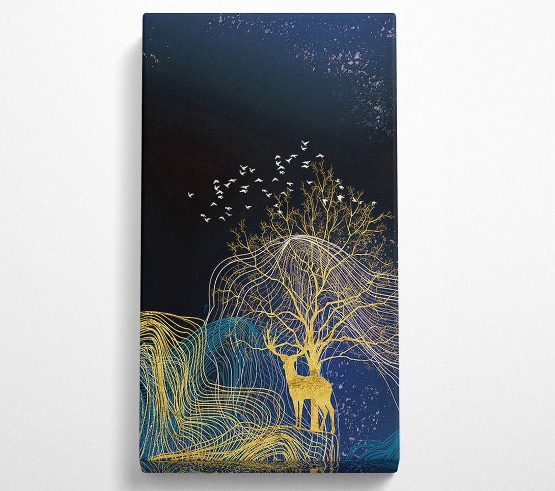 A Canvas Print of Birds Of A Tree Gold Canvas Wall Art