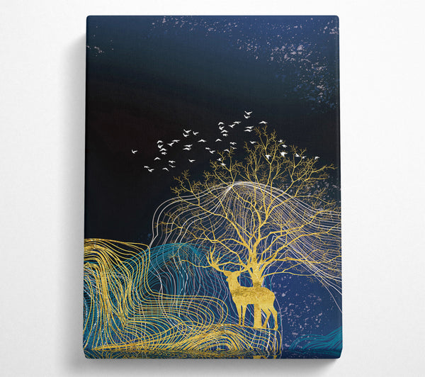  A Canvas Print of Birds Of A Tree Gold Canvas Wall Art