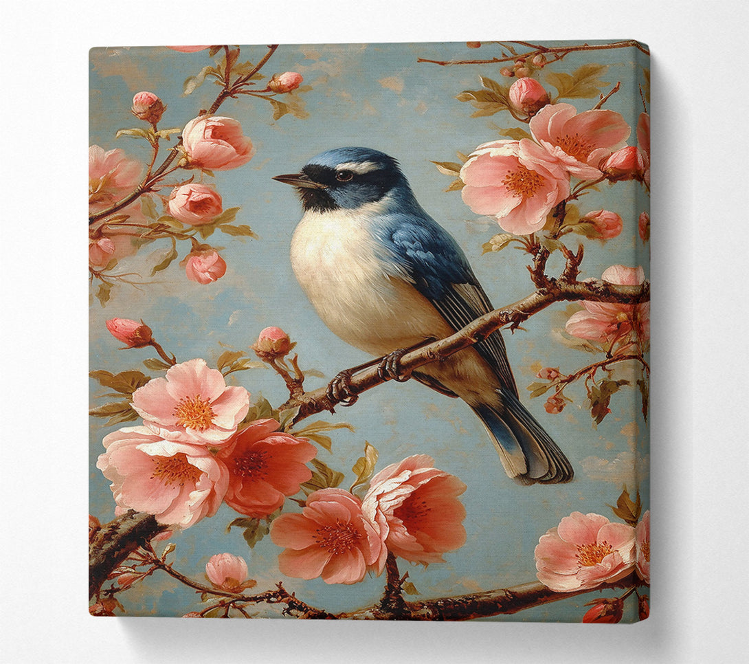  A Canvas Print of Pink And Blue Songbird Canvas Art