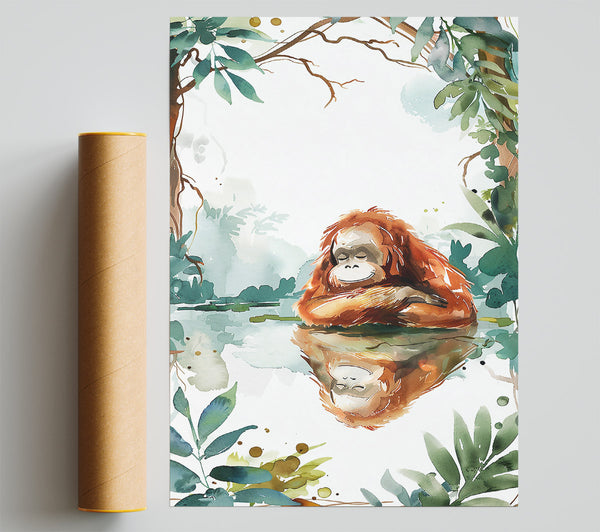 Orange Jungle Reflection Giclee Print